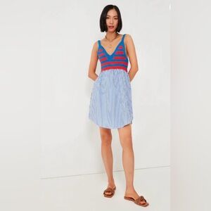 Kuhl The Royal And Poppy Esmee Dress Crochet Stripe Bust SZ L Red Blue
